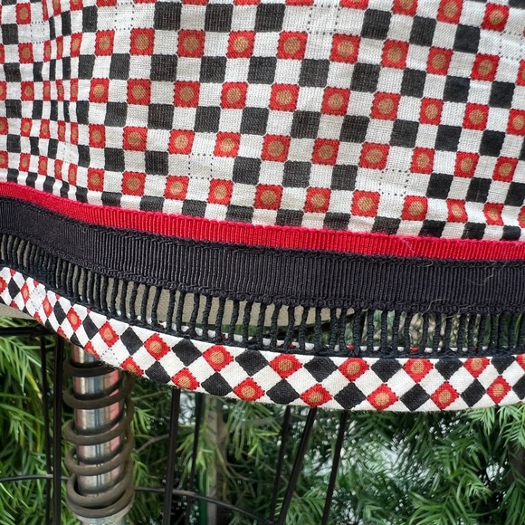 Tory, Burch, top, size 8, color, off-white, black, and red checkerboard pattern. - Picture 12 of 14